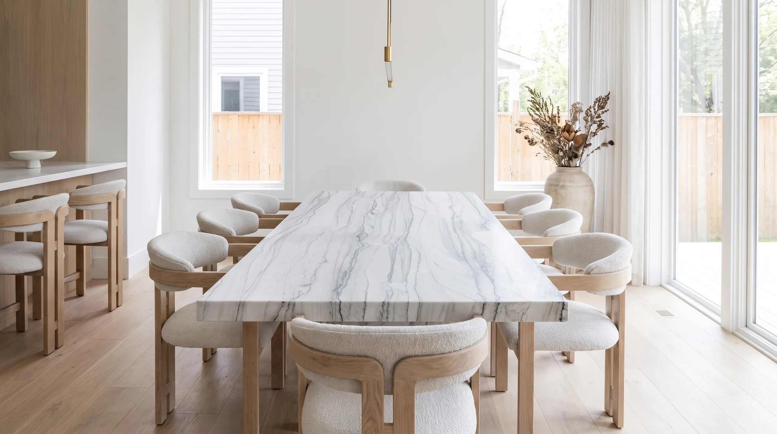 Bianco Supreme en una mesa de comedor de diseño