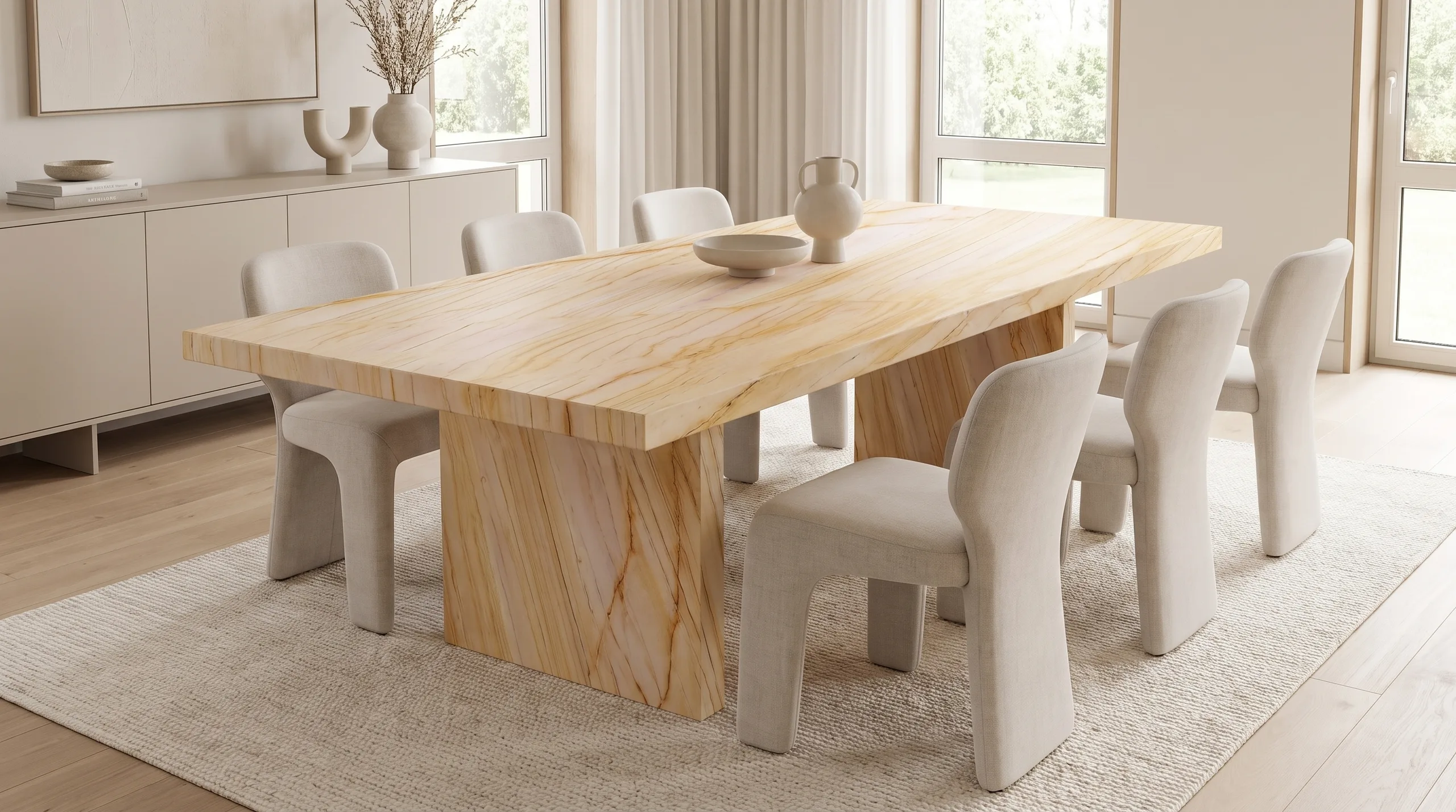 Desert Macaubas en una mesa de comedor de diseño