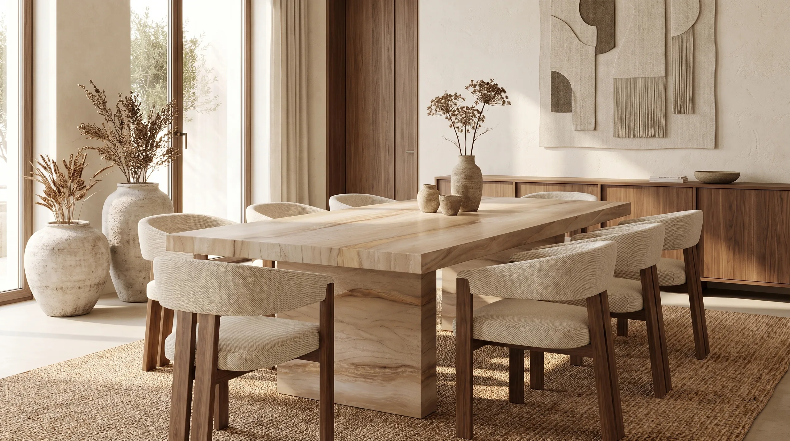 Loreto en una mesa de comedor de diseño