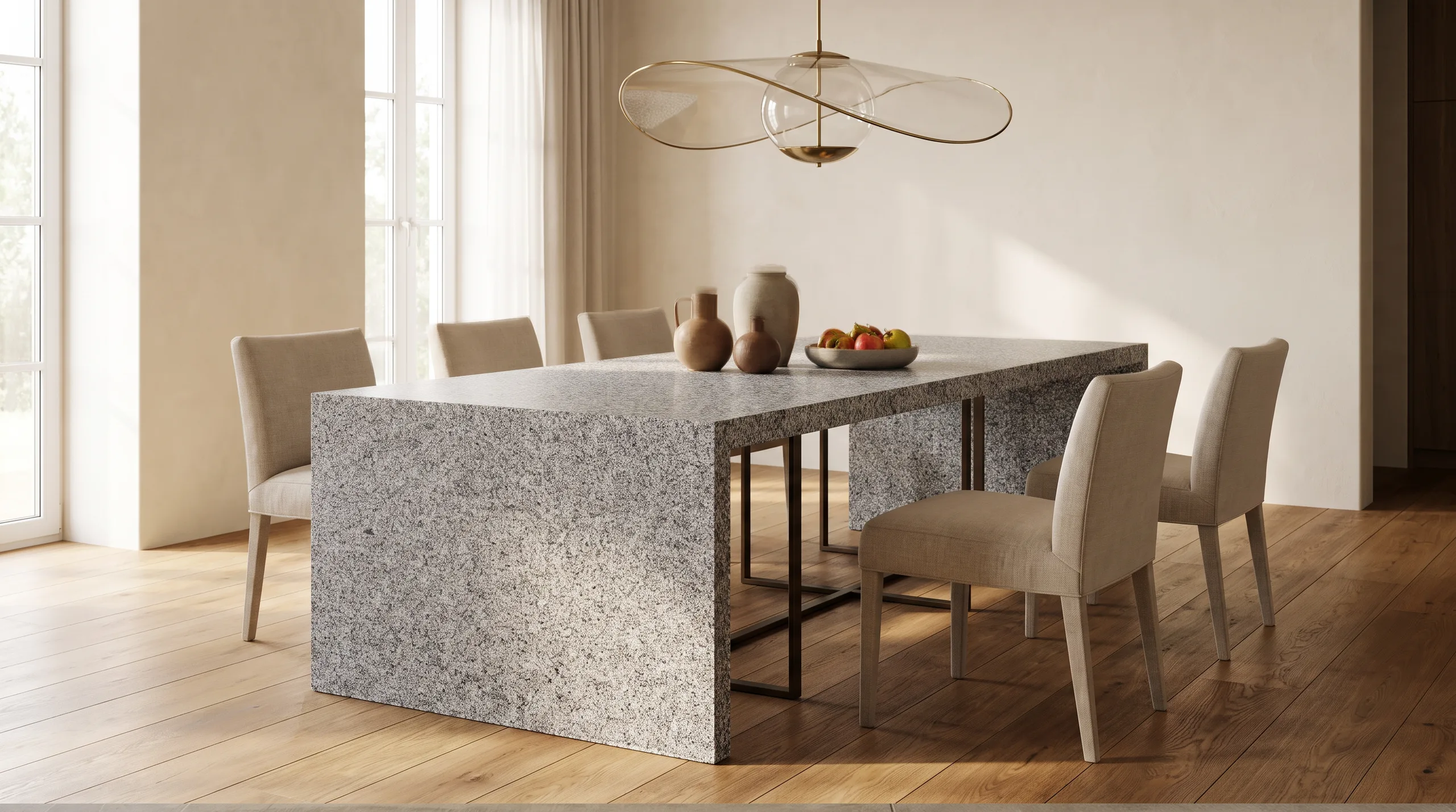 New Steel Grey en una mesa de comedor de diseño